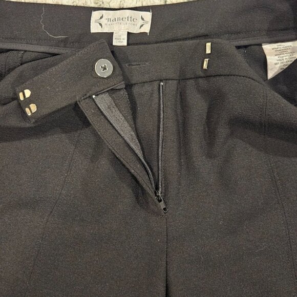 Nanette Lepore SZ 10 Black Capri Hi Lo Ruffled Hem Button Zip Closure No Pockets - Picture 5 of 11